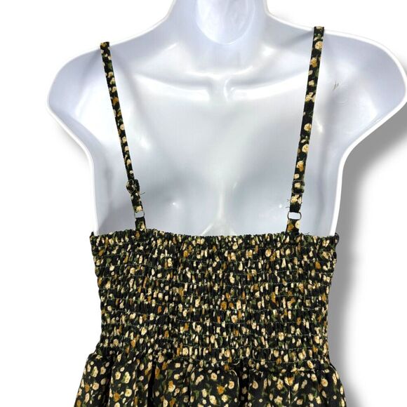 Sachiko Dress Womens Small Black Dark Floral Corduroy Peasant Cottagecore Boho - Picture 6 of 9